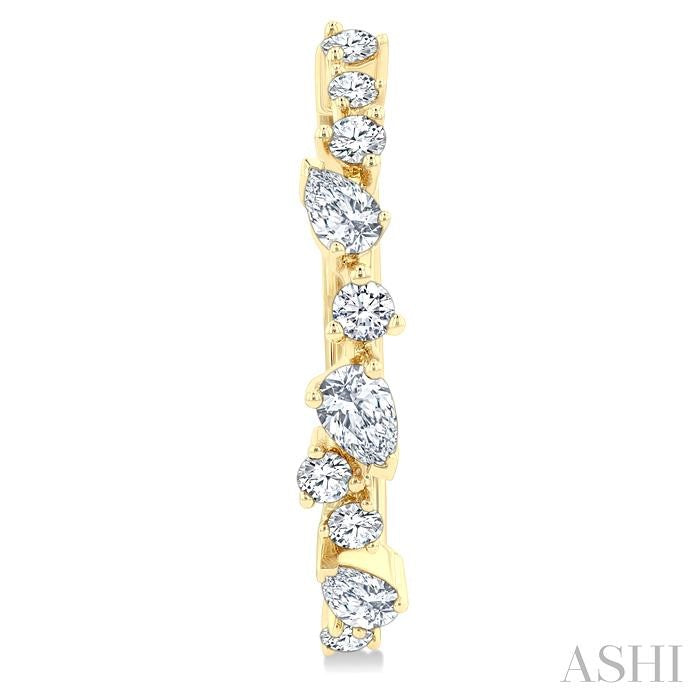 3/4 Ctw Round & Pear Diamond Cut Scatter Fashion Hoop Earrings in 14K Yellow Gold