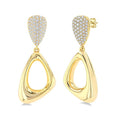 1 1/6 Ctw Dangler Inverted Pear Shape Round Cut Diamond Aeris Gold Fashion Earrings in 14K Yellow Gold