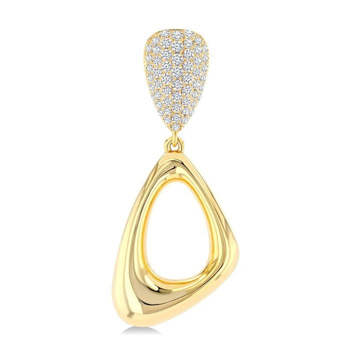 1 1/6 Ctw Dangler Inverted Pear Shape Round Cut Diamond Aeris Gold Fashion Earrings in 14K Yellow Gold