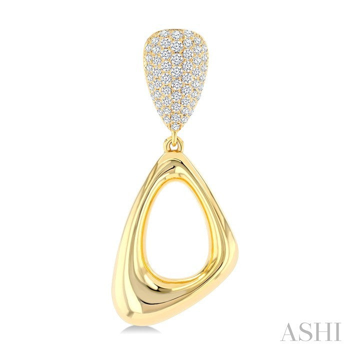 1 1/6 Ctw Dangler Inverted Pear Shape Round Cut Diamond Aeris Gold Fashion Earrings in 14K Yellow Gold