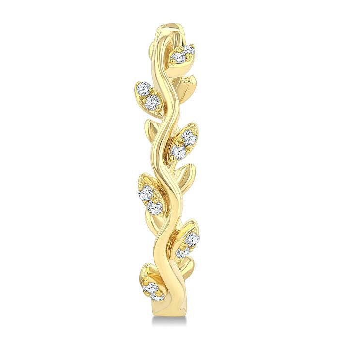 Leaf Diamond Fashion Hoop Earrings
