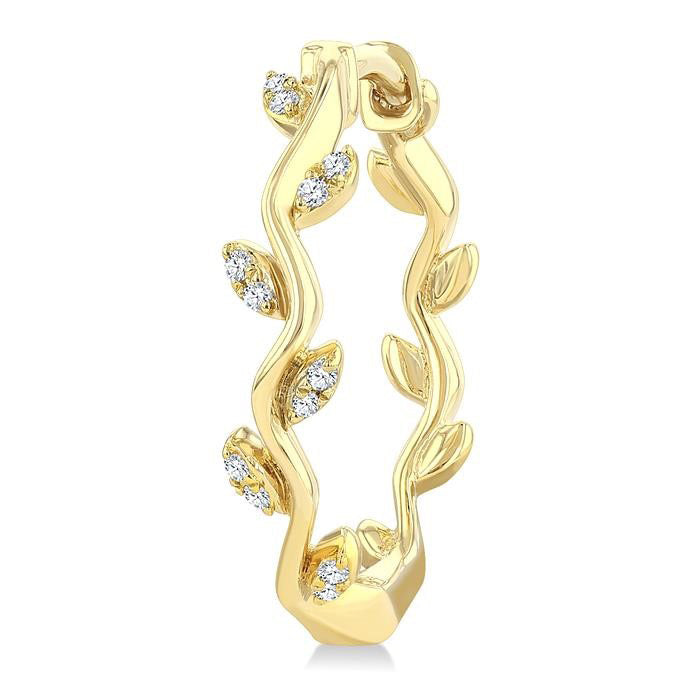 Leaf Diamond Fashion Hoop Earrings