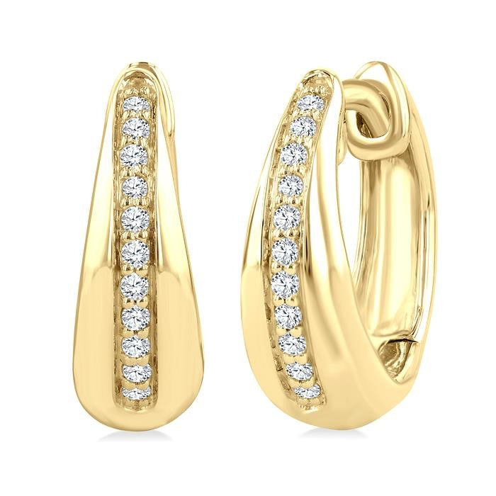 1/6 Ctw Round Cut Golden Glow Diamond Bold Hoop Fashion Earrings in 10K Yellow Gold