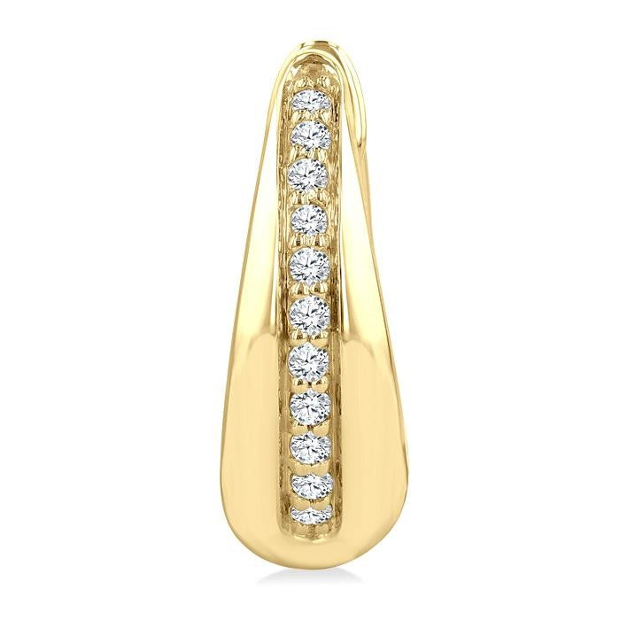 1/6 Ctw Round Cut Golden Glow Diamond Bold Hoop Fashion Earrings in 10K Yellow Gold