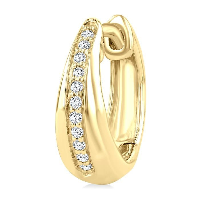1/6 Ctw Round Cut Golden Glow Diamond Bold Hoop Fashion Earrings in 10K Yellow Gold