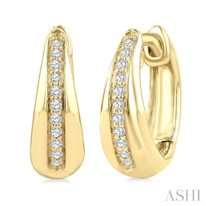1/6 Ctw Round Cut Golden Glow Diamond Bold Hoop Fashion Earrings in 10K Yellow Gold