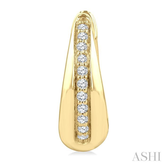 1/6 Ctw Round Cut Golden Glow Diamond Bold Hoop Fashion Earrings in 10K Yellow Gold