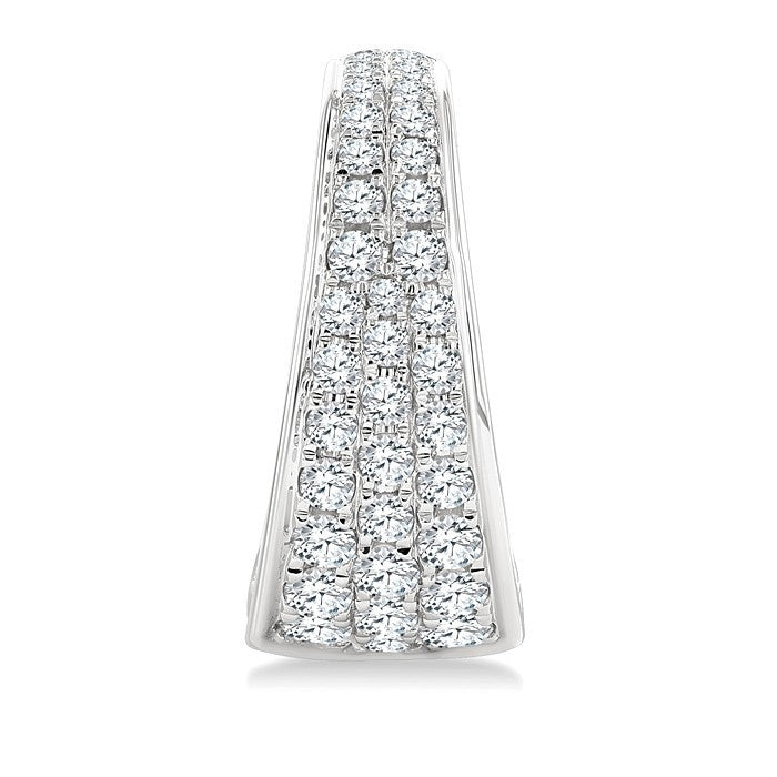 1 1/2 Ctw Wide Base Pave Set Round Cut Diamond Fashion Half Hoop Earrings in 14K White Gold