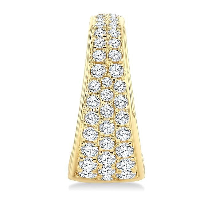 1 1/2 Ctw Wide Base Pave Set Round Cut Diamond Fashion Half Hoop Earrings in 14K Yellow Gold