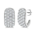 2 3/4 Ctw 4 Row Round Cut Diamond Fashion Half Hoop Earrings in 14K White Gold