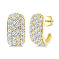 2 3/4 Ctw 4 Row Round Cut Diamond Fashion Half Hoop Earrings in 14K Yellow Gold