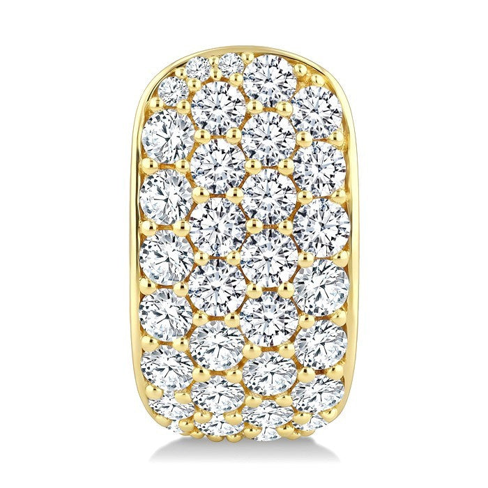 2 3/4 Ctw 4 Row Round Cut Diamond Fashion Half Hoop Earrings in 14K Yellow Gold