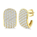 3 1/2 Ctw Five-Row Pave set Round Cut Diamond Fashion Half Hoop Earrings in 14K Yellow Gold