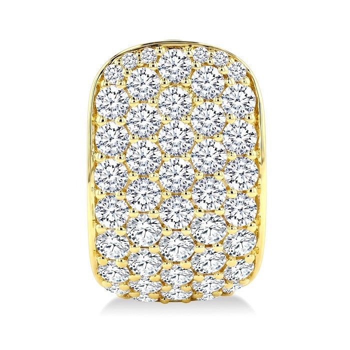 3 1/2 Ctw Five-Row Pave set Round Cut Diamond Fashion Half Hoop Earrings in 14K Yellow Gold