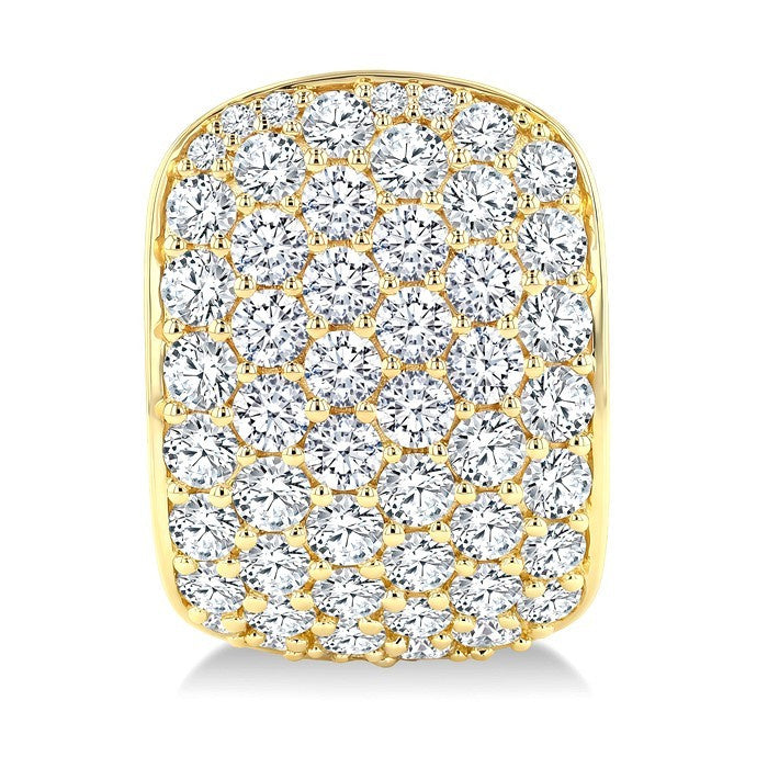 4 Ctw 6 Row Round Cut Diamond Fashion Half Hoop Earrings in 14K Yellow Gold