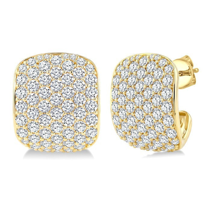4 3/4 Ctw 7 Row Round Cut Diamond Fashion Half Hoop Earrings in 14K Yellow Gold