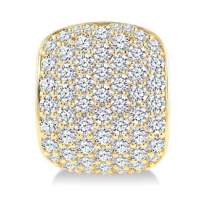 4 3/4 Ctw 7 Row Round Cut Diamond Fashion Half Hoop Earrings in 14K Yellow Gold