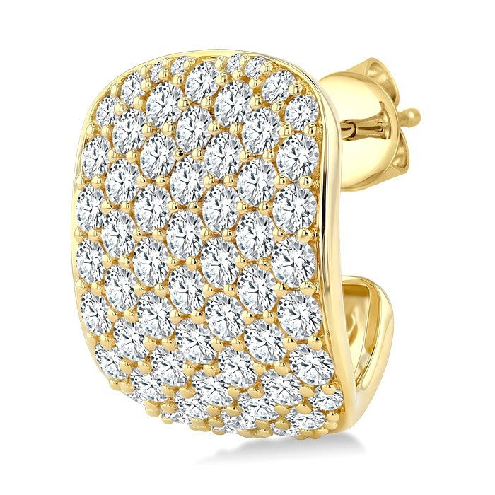 4 3/4 Ctw 7 Row Round Cut Diamond Fashion Half Hoop Earrings in 14K Yellow Gold