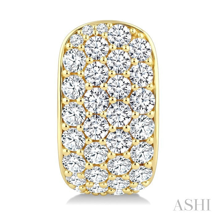 2 3/4 Ctw 4 Row Round Cut Diamond Fashion Half Hoop Earrings in 14K Yellow Gold