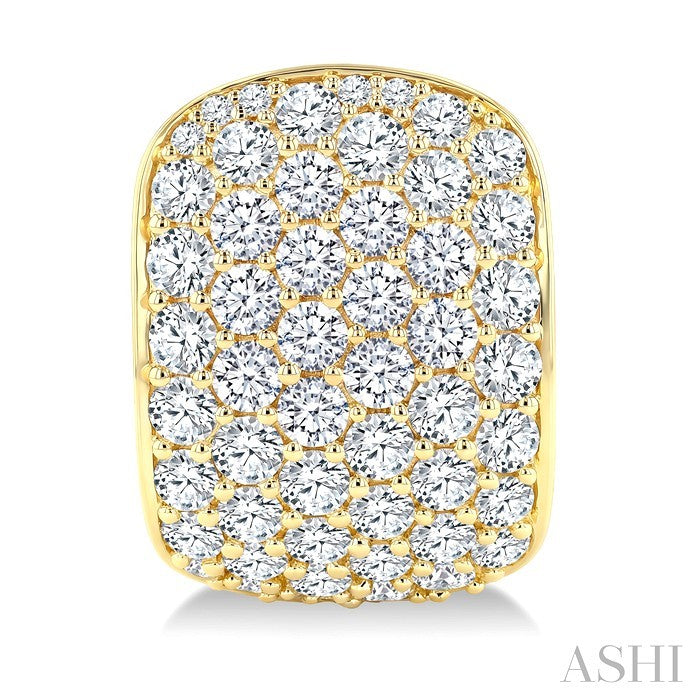 4 Ctw 6 Row Round Cut Diamond Fashion Half Hoop Earrings in 14K Yellow Gold