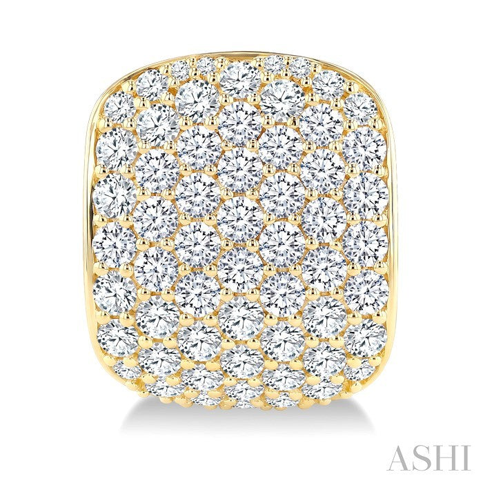 4 3/4 Ctw 7 Row Round Cut Diamond Fashion Half Hoop Earrings in 14K Yellow Gold