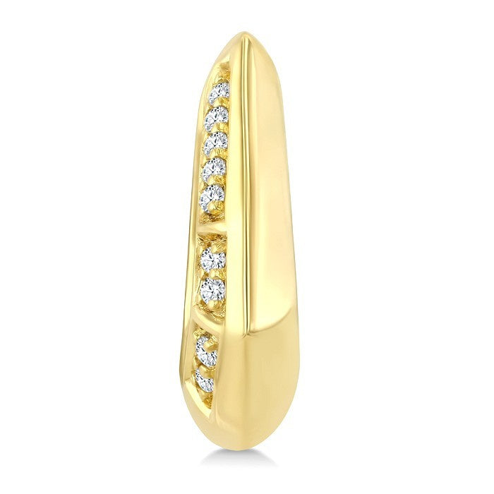 1/10 Ctw Round Cut Diamond Semi Solid Fashion Hoop Earrings in 10K Yellow Gold