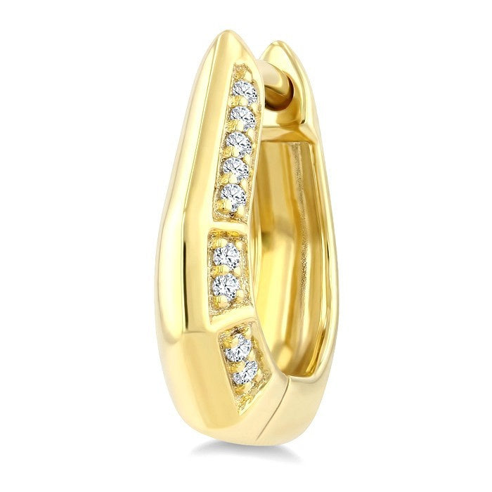 1/10 Ctw Round Cut Diamond Semi Solid Fashion Hoop Earrings in 10K Yellow Gold