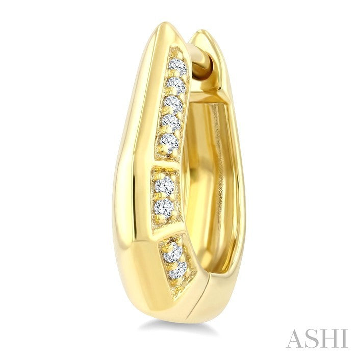 1/10 Ctw Round Cut Diamond Semi Solid Fashion Hoop Earrings in 10K Yellow Gold