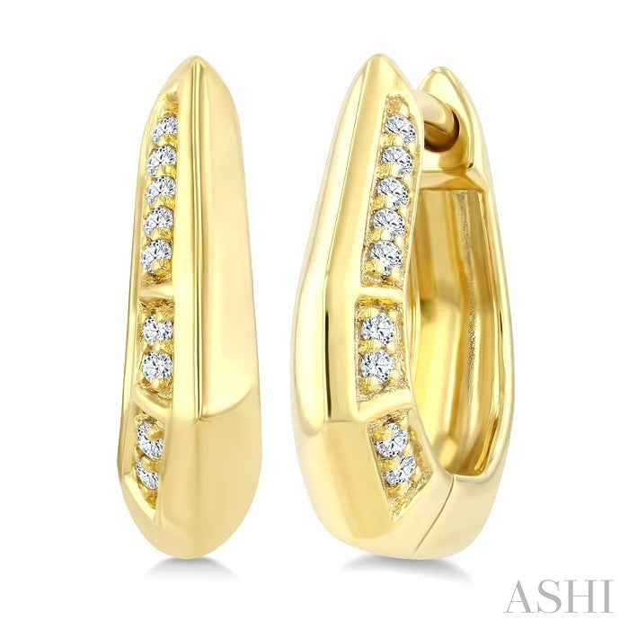 1/10 Ctw Round Cut Diamond Semi Solid Fashion Hoop Earrings in 10K Yellow Gold