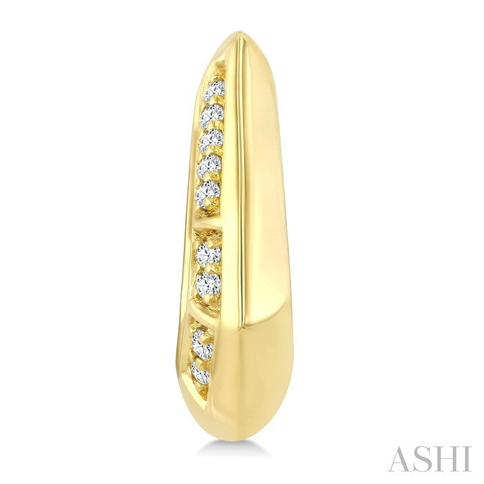 1/10 Ctw Round Cut Diamond Semi Solid Fashion Hoop Earrings in 10K Yellow Gold