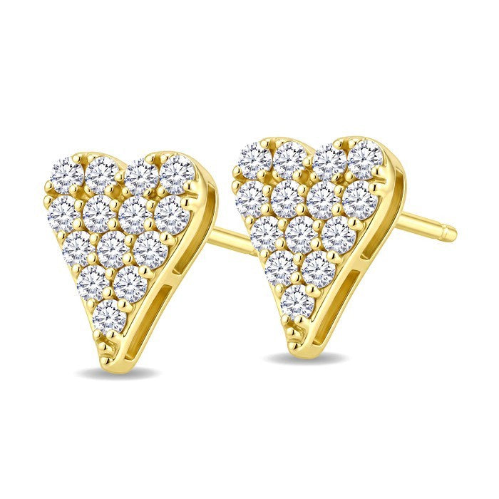 1/2 Ctw Round Cut Diamond Heart Fashion Stud Earrings in 10K Yellow Gold