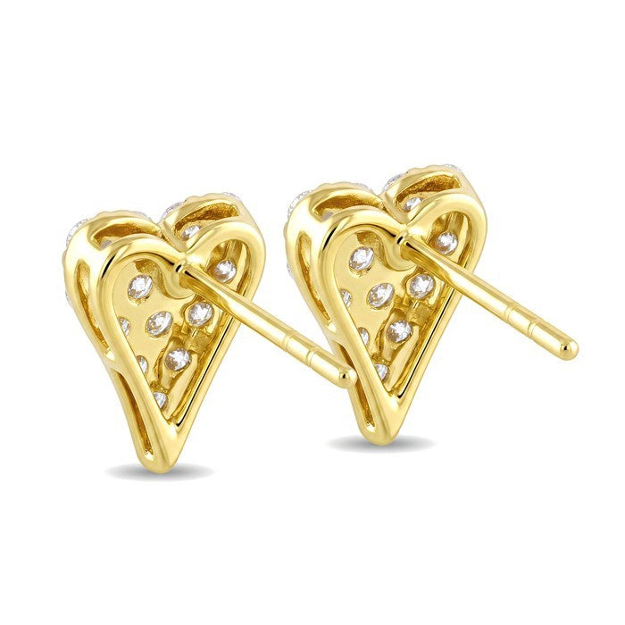 1/2 Ctw Round Cut Diamond Heart Fashion Stud Earrings in 10K Yellow Gold