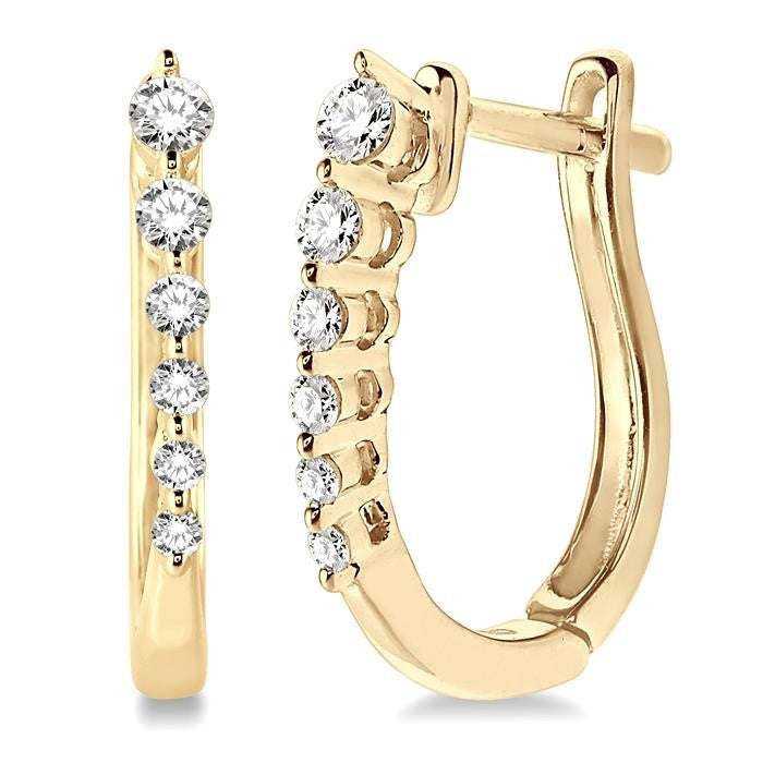 1/4 Ctw Journey Hoop Earrings in 14K Yellow Gold