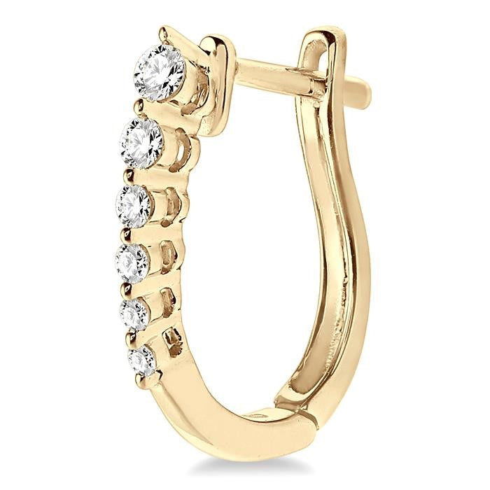 1/4 Ctw Journey Hoop Earrings in 14K Yellow Gold