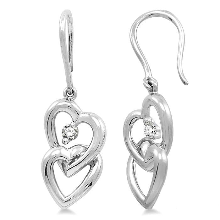 Twin Heart Shape Diamond Fashion Earrings
