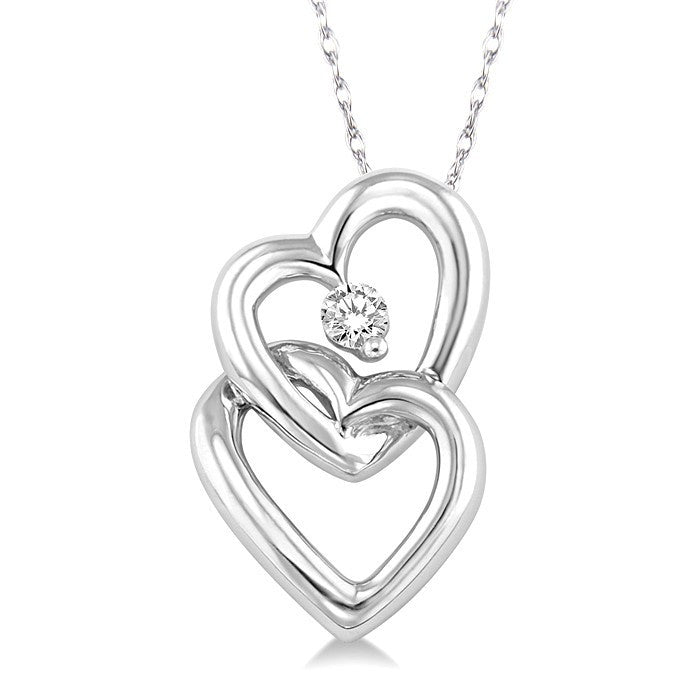 1/20 Ctw Round Cut Diamond Pendant in 10K White Gold with Chain