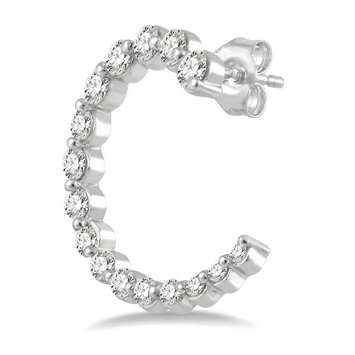 Graduated Diamond Half Hoop Earrings