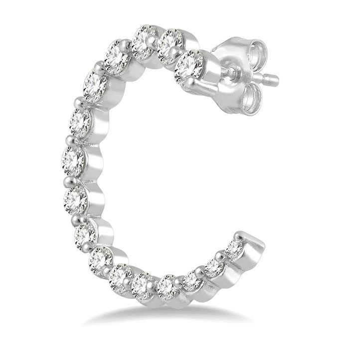 Graduated Diamond Half Hoop Earrings