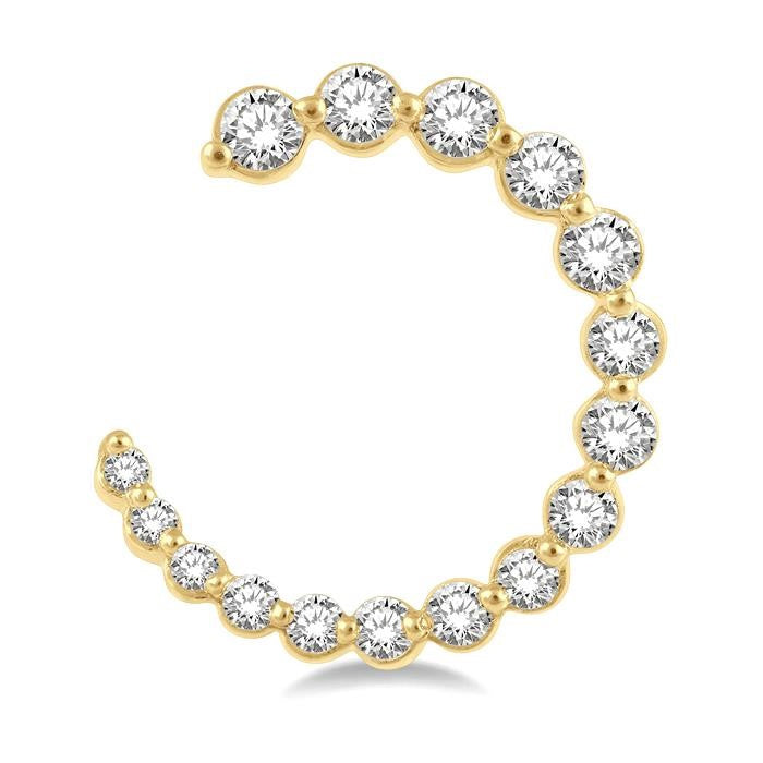 3/4 Ctw Graduated Round Cut Diamond Open Hoop Earrings in 14K Yellow Gold