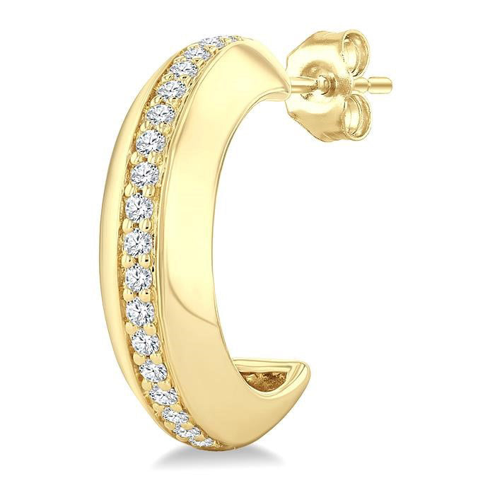 Bold Diamond Fashion Half Hoop Earrings