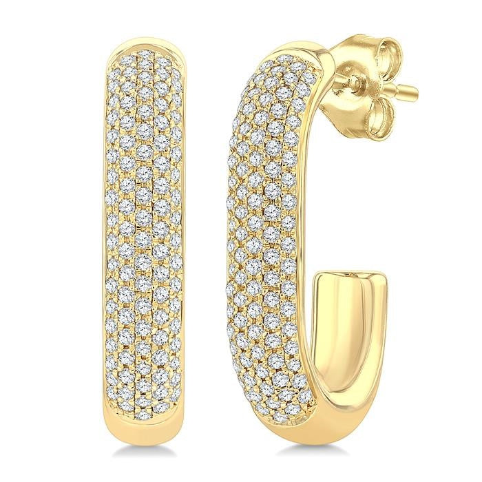 3/8 Ctw 5-Row Pave Set Round Cut Diamond Aeris Gold Fashion Half Hoop Earrings in 14K Yellow Gold