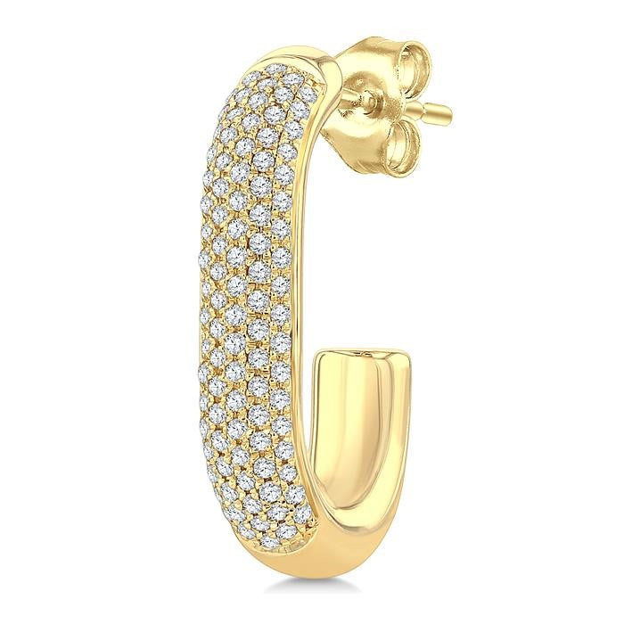 3/8 Ctw 5-Row Pave Set Round Cut Diamond Aeris Gold Fashion Half Hoop Earrings in 14K Yellow Gold