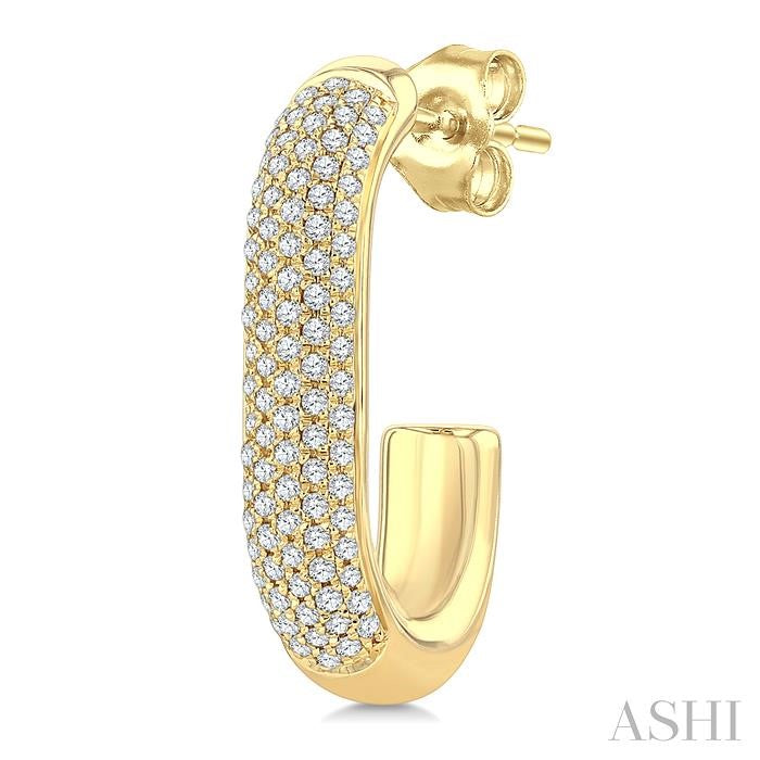 3/8 Ctw 5-Row Pave Set Round Cut Diamond Aeris Gold Fashion Half Hoop Earrings in 14K Yellow Gold