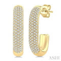 3/8 Ctw 5-Row Pave Set Round Cut Diamond Aeris Gold Fashion Half Hoop Earrings in 14K Yellow Gold
