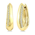 1/10 Ctw Round Cut Diamond Semi Solid Fashion Hoop Earrings in 10K Yellow Gold