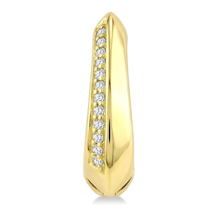 1/10 Ctw Round Cut Diamond Semi Solid Fashion Hoop Earrings in 10K Yellow Gold