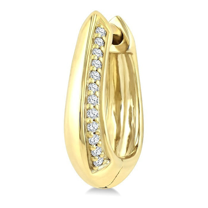 1/10 Ctw Round Cut Diamond Semi Solid Fashion Hoop Earrings in 10K Yellow Gold