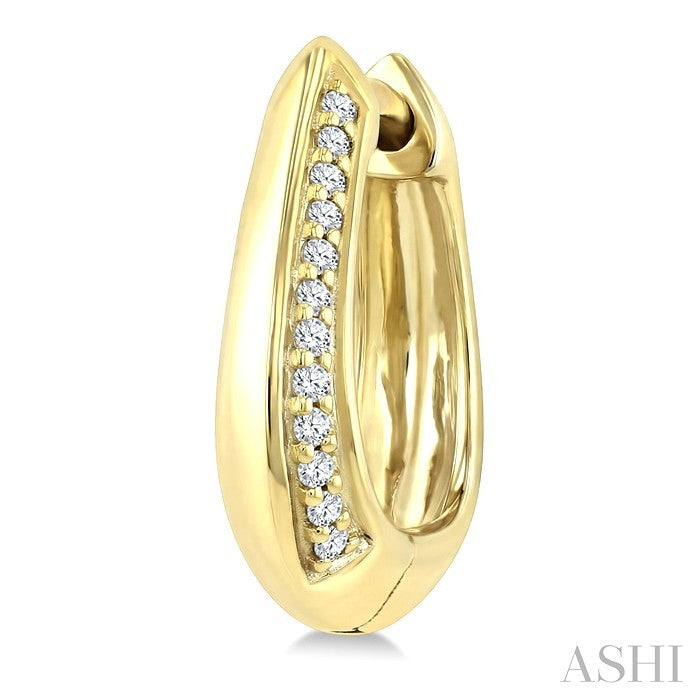 1/10 Ctw Round Cut Diamond Semi Solid Fashion Hoop Earrings in 10K Yellow Gold