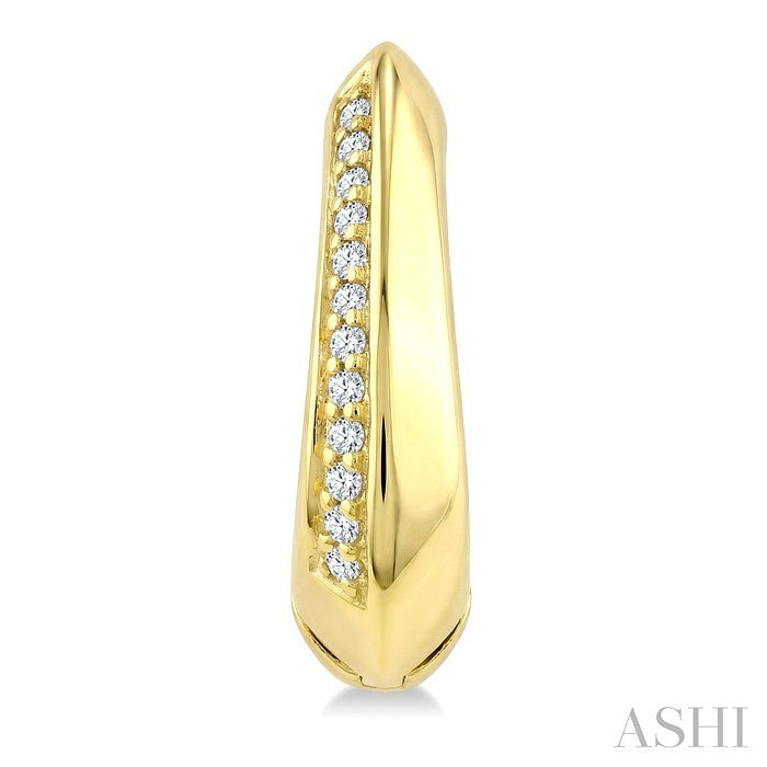 1/10 Ctw Round Cut Diamond Semi Solid Fashion Hoop Earrings in 10K Yellow Gold