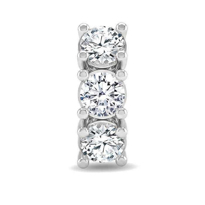 1 1/4 Ctw 3-Stone Round Cut Diamond Fashion Earrings in 14K White Gold